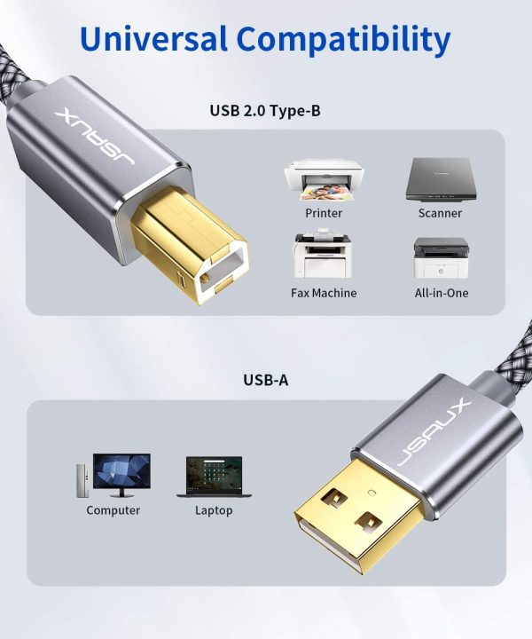 JsAux 05m USB 2.0 High Speed Printer Cable Scanner Cable A Male to B Male for All Types of USB Printers - Image 3