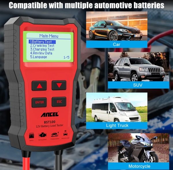 ANCEL BST100 Car Battery Tester Charger Analyzer 12V 2000CCA Voltage Battery Test Car Battery Tester Charging Cricut Load Tool - Image 3